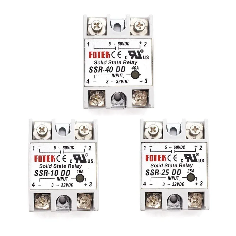 Stałe przekaźnik stanu 12v 24v SSR-10DD SSR-25DD SSR-40DD 10A 25A 40A 3-32V DC do 5-60V DC SSR 10DD 25DD 40DD Rele zasilania