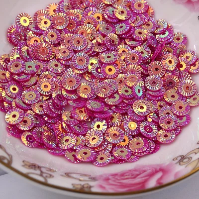 3000Pcs 6mm Round Wheel Flower Gold Plating Loose Sequins Sewing PVC  DIY Paillette Rose Red Confetti Spangles