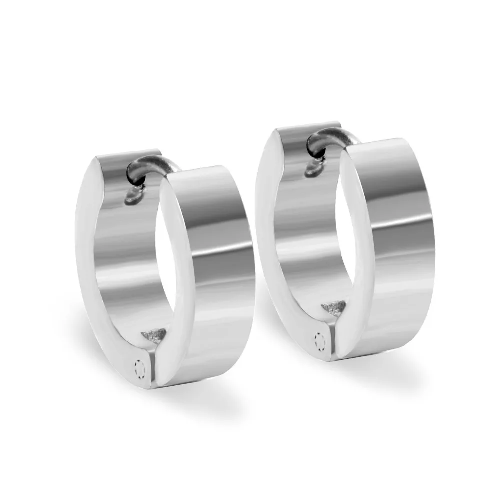 LUXUSTEEL Golden Hoop Earrings For Women/Girl Stainless Steel Circle Earring Fashion Jewelry Black Earrings Wholesale Party