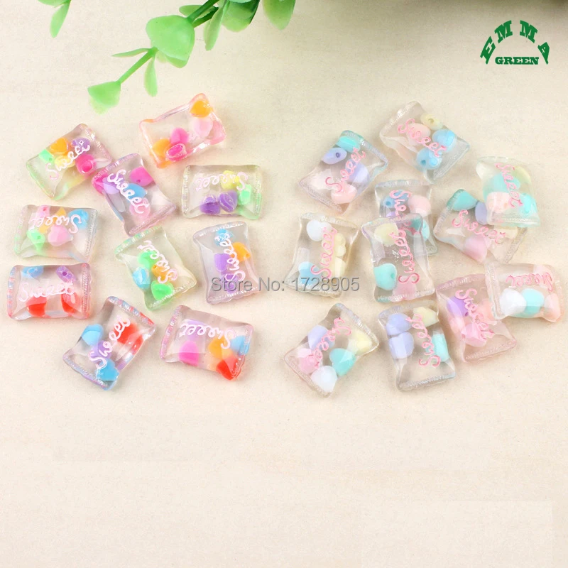 Flat Back Resin Cabochon Jelly Candy DIY Flat back Embellishment Accessories Scrapbooking Decoration 10 pcs 18*25 mm