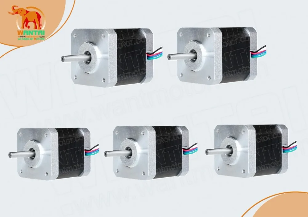 

5PCS Nema17 0.9degree Stepper Motor 42BYGHM810 4200g.cm 42N.cm 60oz-in 48mm 2.4A CE ROHS ISO 3D Printer Reprap Robot CNC WANTAI