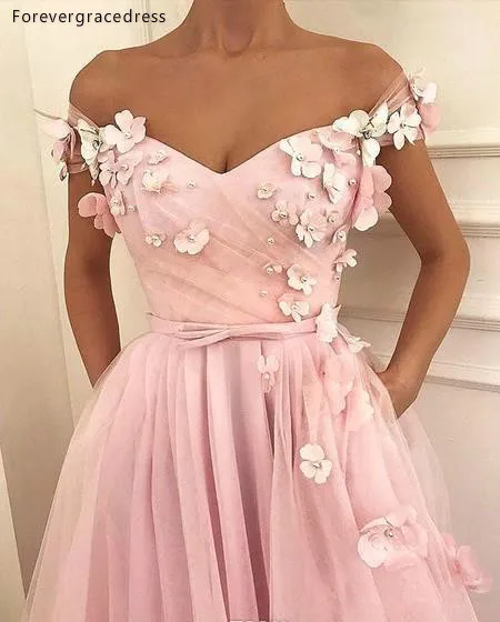 Pink Arabic Dubai Evening Dress Cheap A Line Flowers Pageant Holiday Women Wear Formal Party Prom Gown Custom Made Plus Size