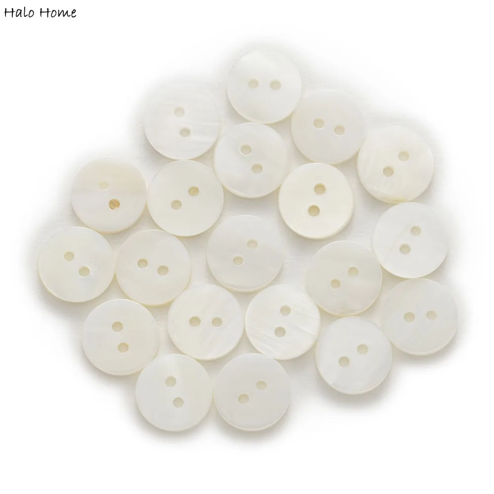 Shell 20pcs 2 Hole White Round Buttons Home Decor Sewing Scrapbooking Clothing 10-18mm Optional