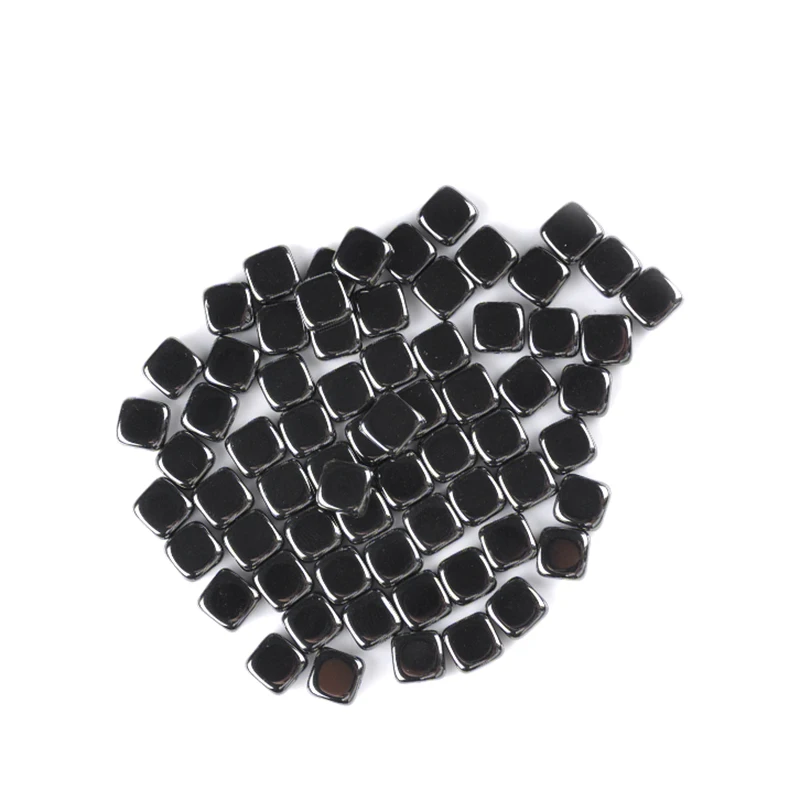 Natural Stone Flat Square Black Hematite beads High quality Square shape Loose bead 3/4/6/8mm For DIY Jewelry bracelet Making