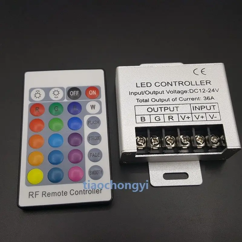 DC 12V 36A 288W 24key RF Remote Controller Control RGB 3528 5050 SMD LED Strip