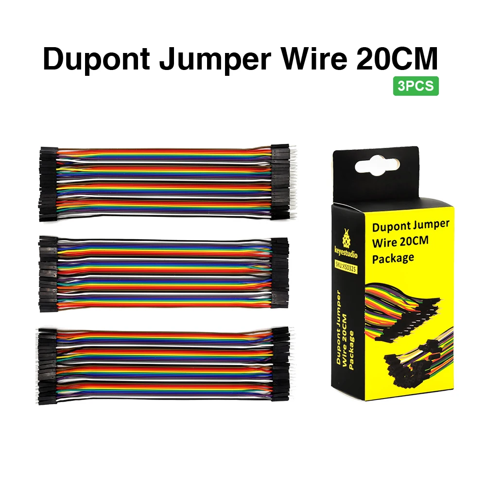 

Keyestudio 3PCS Dupont line Jumper Wire Dupont Cable 20cm M-F &M-M & F-F For Arduino Starter DIY Projects