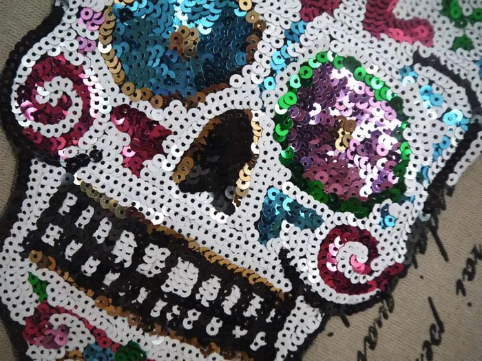 Hot sequins patch skull  DIY clothes patches for clothing sew-on embroidered military patch motif beaded applique crafts sticker