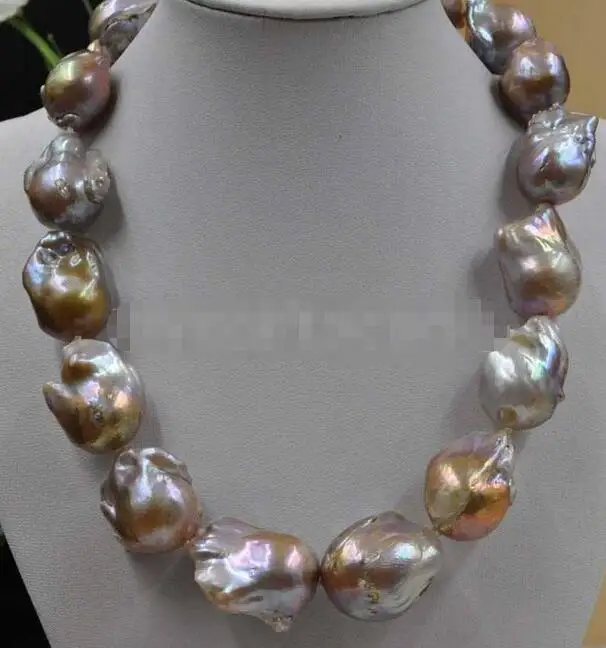 Natural purple 22-30mm Baroque nucleated Pearl Necklace 18