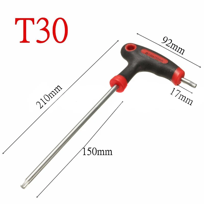 1pc T10/15/20/25/30/40 T-Handle Grip Torx Hex Screwdriver Allen Key Wrench Tool