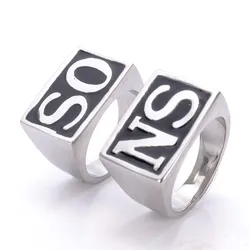 2Pcs Men SONS Ring 316L Stainless Steel SO NS Silver Color Size 7-15 Wedding Biker Motor