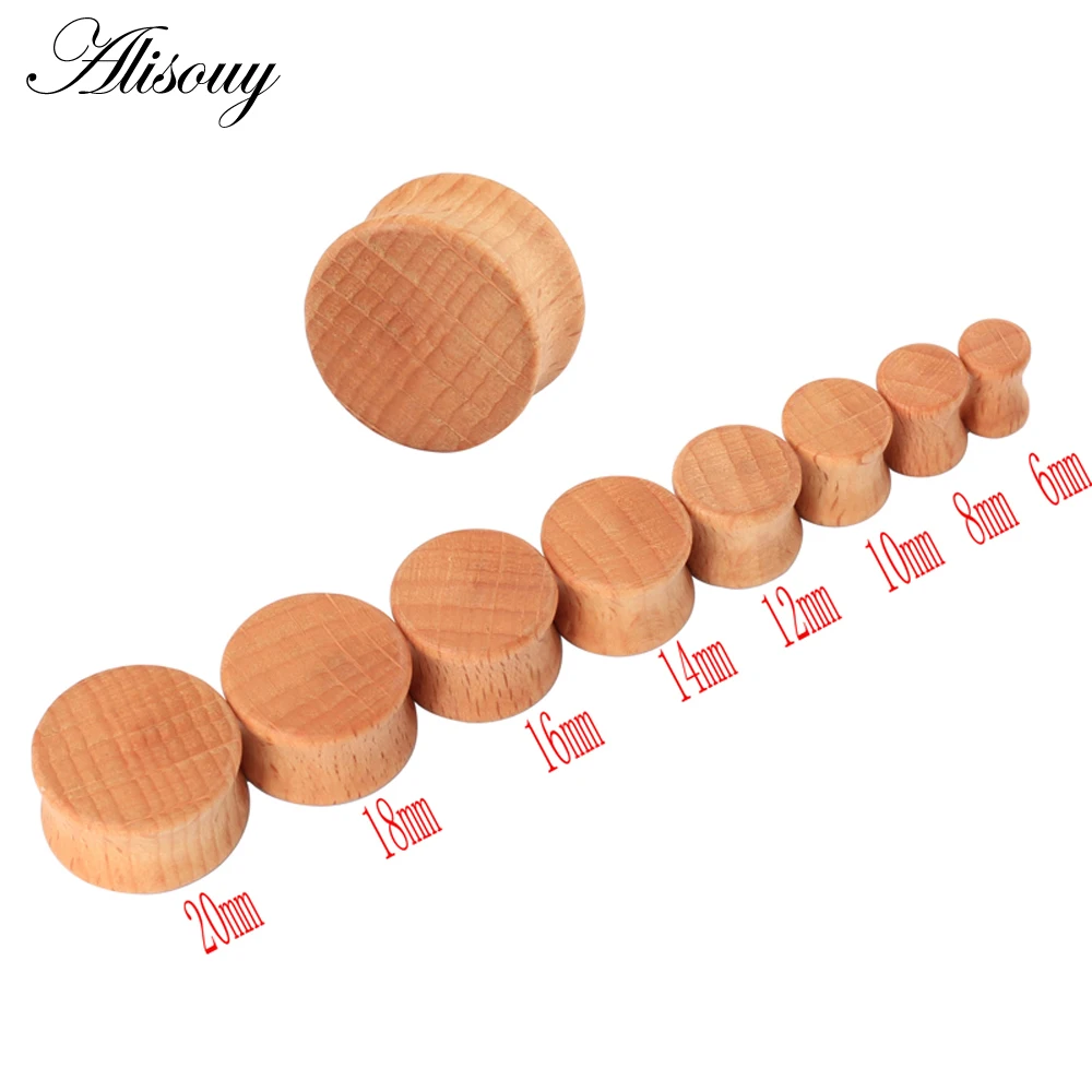 Alisouy 2pcs Wood Plugs and Tunnels Ear Expander Plug Gauges 6mm to 20mm Ear Plugs Body Jewelry piercing tunnel jewelry