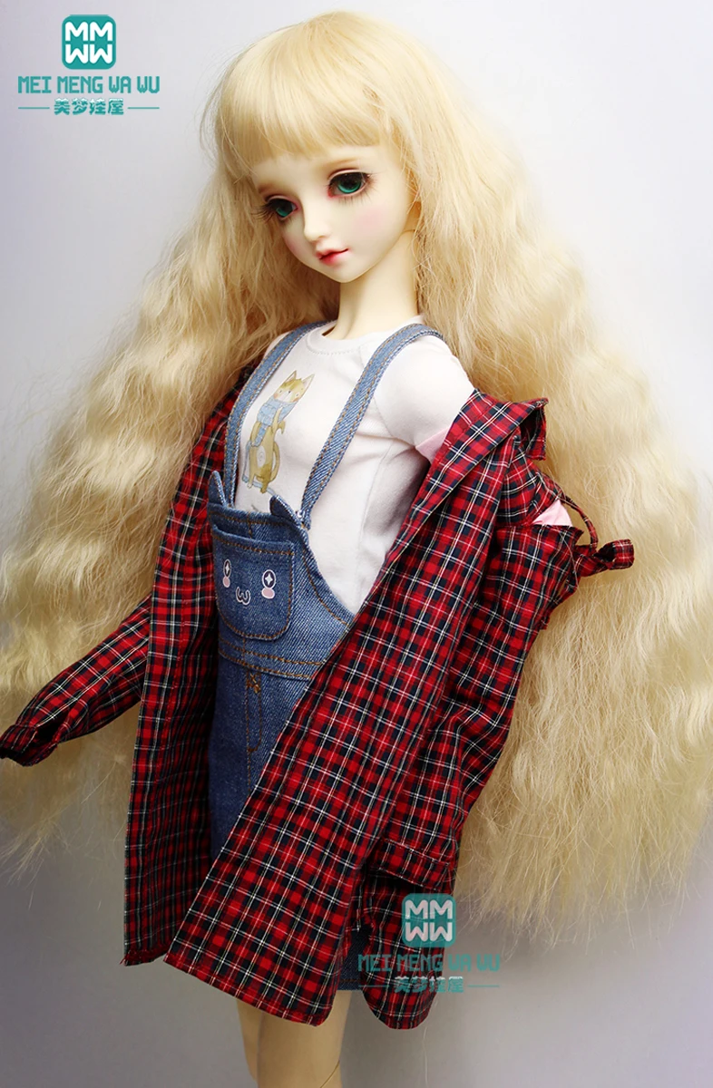 60cm bjd Puppen kleider für bjd Puppen mode lässig Jeans rock Strickjacke Socke