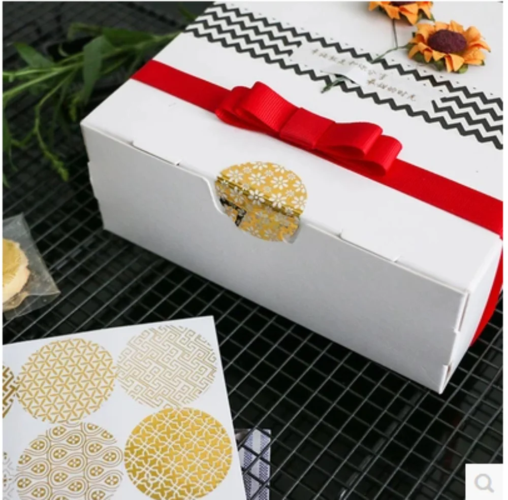 90pcs/lot 4cm Round Hot Foil Gold Seal Sticker Transparent Pattern Series DIY Multifunction Gift Label Baking Sticker