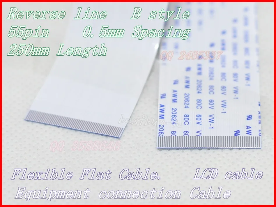 0,5 мм расстояние + 250 мм длина + 55 контактов B/обратная линия ЖК-Кабеля FFC Гибкий плоский кабель. 55P * 0,5b * 250 мм