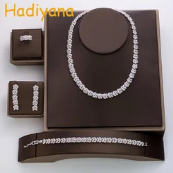 Hadiyana fashion cubic zircon wedding jewelry rose suit women's hot wedding accessories crystal set of 4 jewelry TZ8046