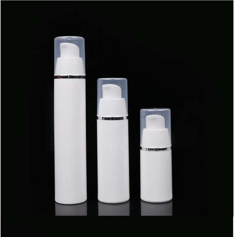 

30ml white airless vacuum pump silver line for lotion emulsion liquid foundation eye essence sunscreen skin care cosmetic pack