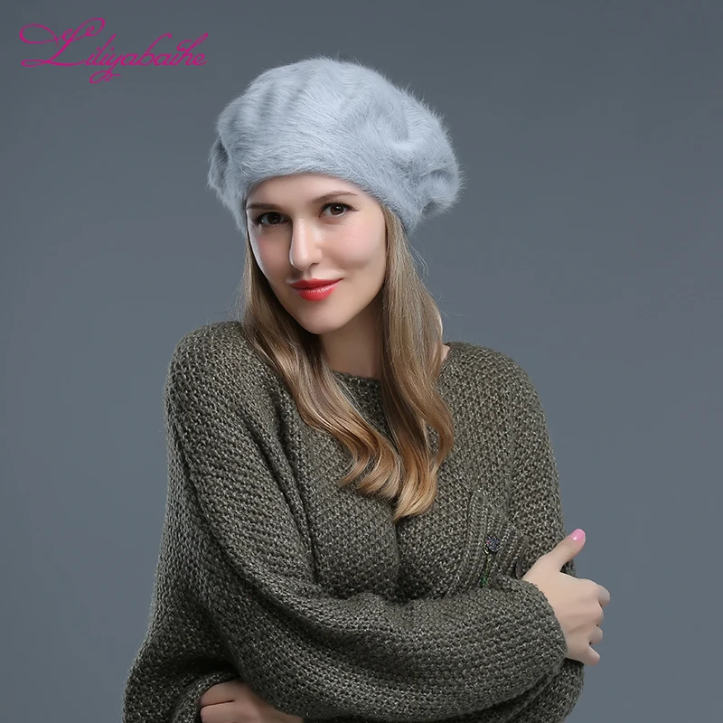 LILIYABAIHE Classic style Women hat  angora Solid Color Beret Soft Loose and comfortable high quality hat  Suitable for any age