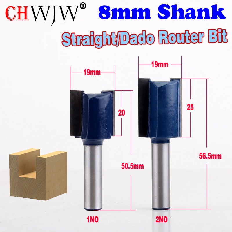 

1pc 8mm Shank high quality Straight/Dado Router Bit - 3/4"W x 20mm,25mmH Straight end mill trimmer cleaning flush trim