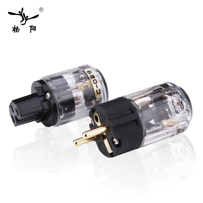 YYAUDIO Hifi Power Plug High Quality Gold-plated Eu Power Connector + IEC Connector Male Female Power Plug Diy European plug