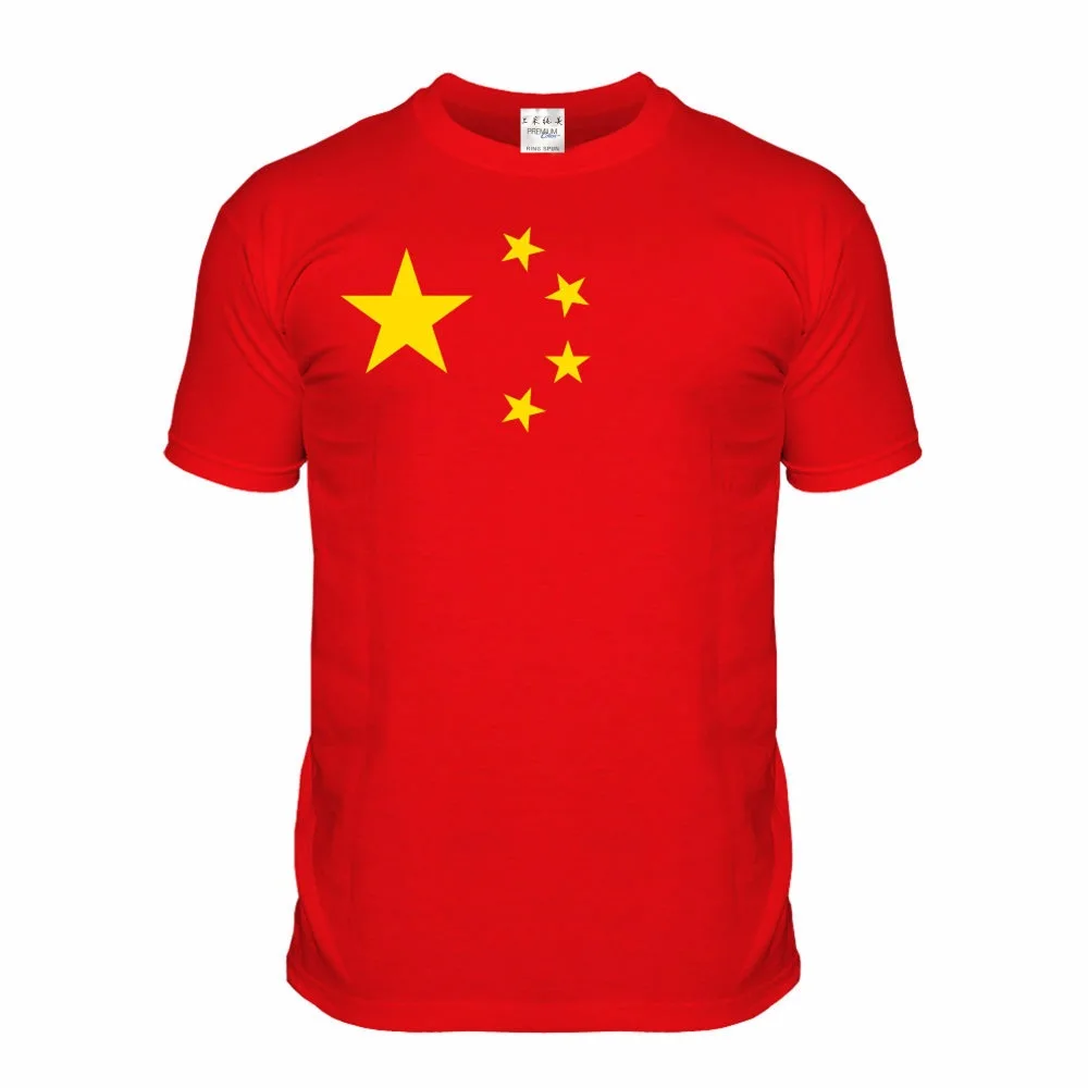 

2019 New Short Sleeve Cotton Casual Men Fashion Slim Fit Custom China Chinese T Shirt Stars Flag National Country Tee shirt