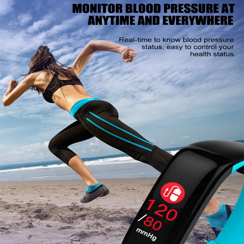 P1 Plus Color Display Smart Band Blood Pressure Heart Rate Monitor Smart Bracelet IP67 Waterproof Fitness Wristbands Men Watch