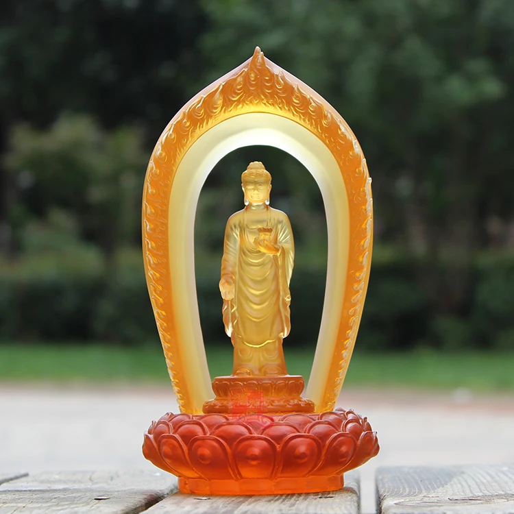 Glass flat An Donglin Buddha Amitabha seek crafts ornaments home feng shui ornaments temple dedicated to