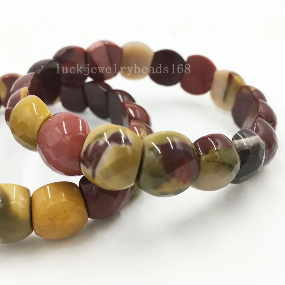 Faceted Jaspe Tiger's Eye Labradorite Goldstone Crystal Carnelian Aventurine Blue Sand Unakite Beads Elastic Bracelet WFH468