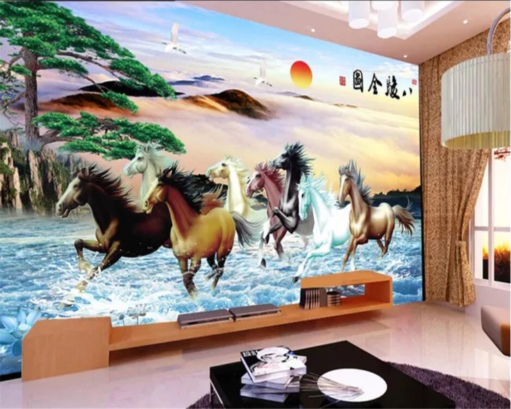 Custom wallpaper 3D behang solid mural eight Jun full picture welcoming pine TV background wall living room bedroom wallpaper