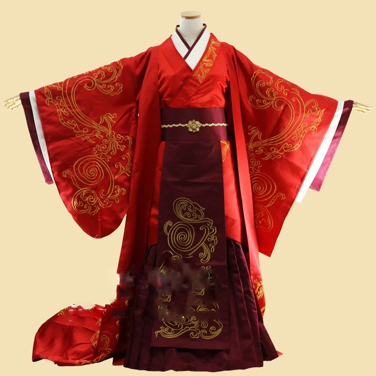 Han Dynasty Traditional Red Chinese Wedding Hanfu Costume for Emperer and Empress Wedding Costume TV Play Scheme of A Beauty