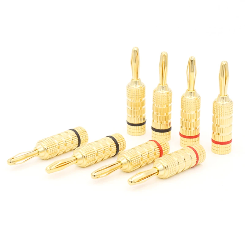 

Hifi 12Pcs High Quality New 24K Gold Speaker Pin Angel 4mm Speaker Extension Adapter Banana Plugs cable Connector