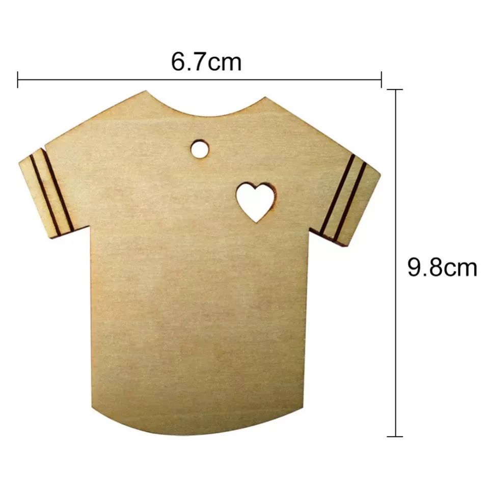 20x T Shirt  Laser Cut Out Unfinished Wood Shape Craft Supply