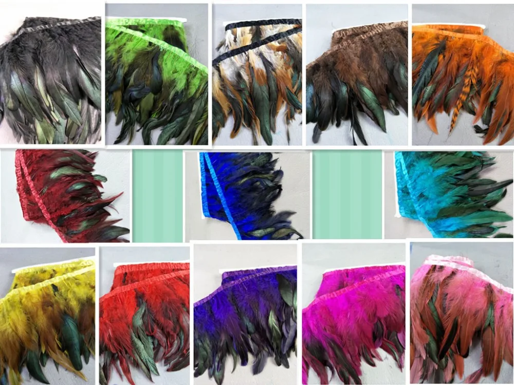 Free shipping wholesale Quality natural 5yards Turkey feathers Ribbon 6-7inch/15-18cm Clothing accessories stage performance diy