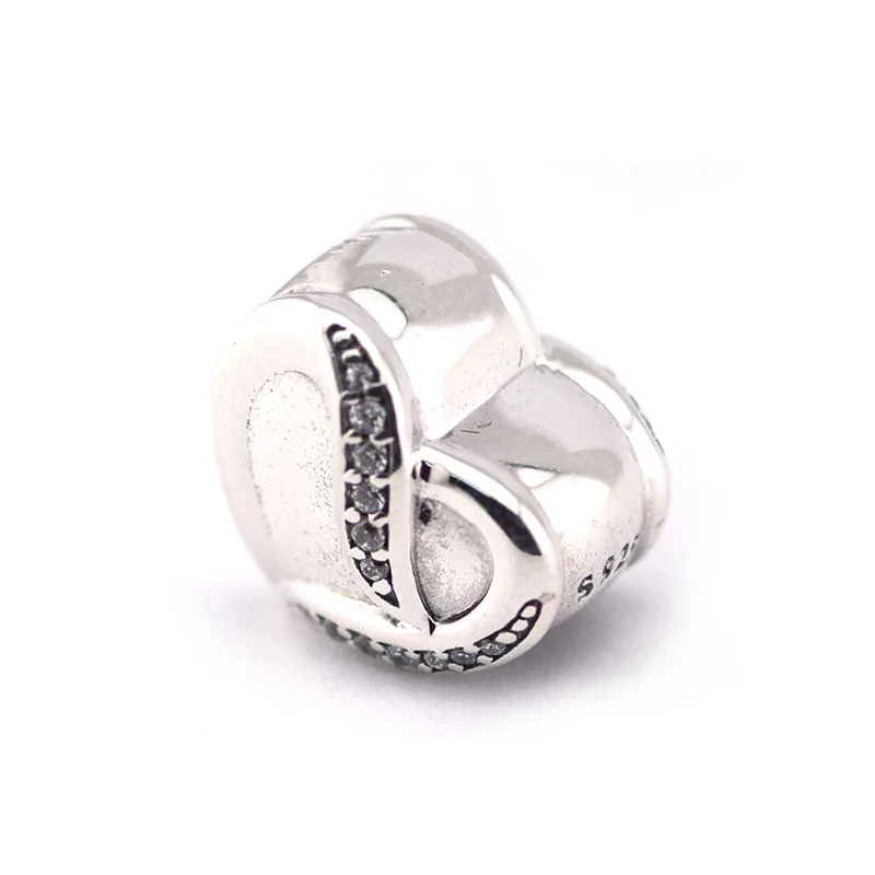 

100% 925 Sterling Silver Beads Romantic Heart-Shaped Clear Zircon Valentine Gift Fits Brand Bracelet DIY Jewelry