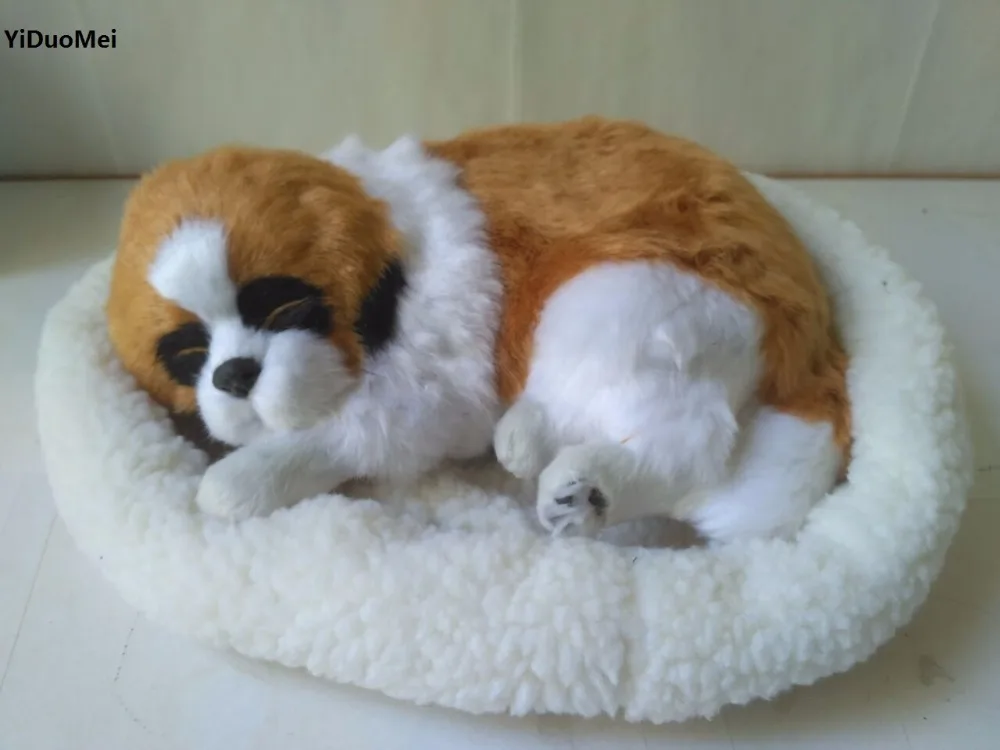 

large 30x25cm artificial saint bernard model,polyethylene&furs dog with mat ,handicraft prop,home decoration gift a2697