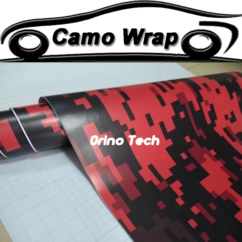 

Black Red Camouflage Vinyl Film Digital Wrap Sticker PVC Adhesive Pixel Motorcycle Vehicle Camouflage Film Wrapping ORINO WRAPS