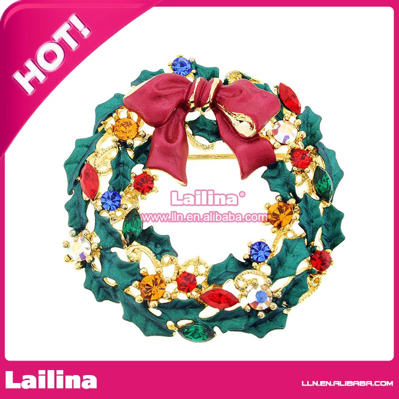 

100pcs/lot Muticolor Flower Brooch Wreath Brooch Christmas Decoration