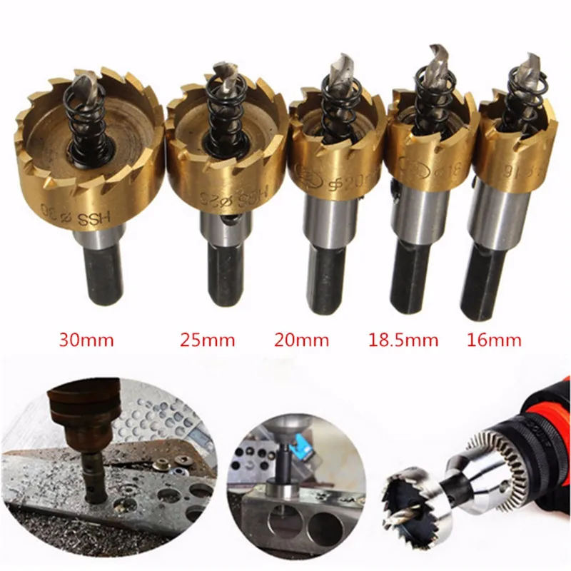 16/18.5/20/25/30mm Hole Saw Cutter HSS6542 Titanium Coated Drill Bit For Metal Steel Plate Cutting Hole