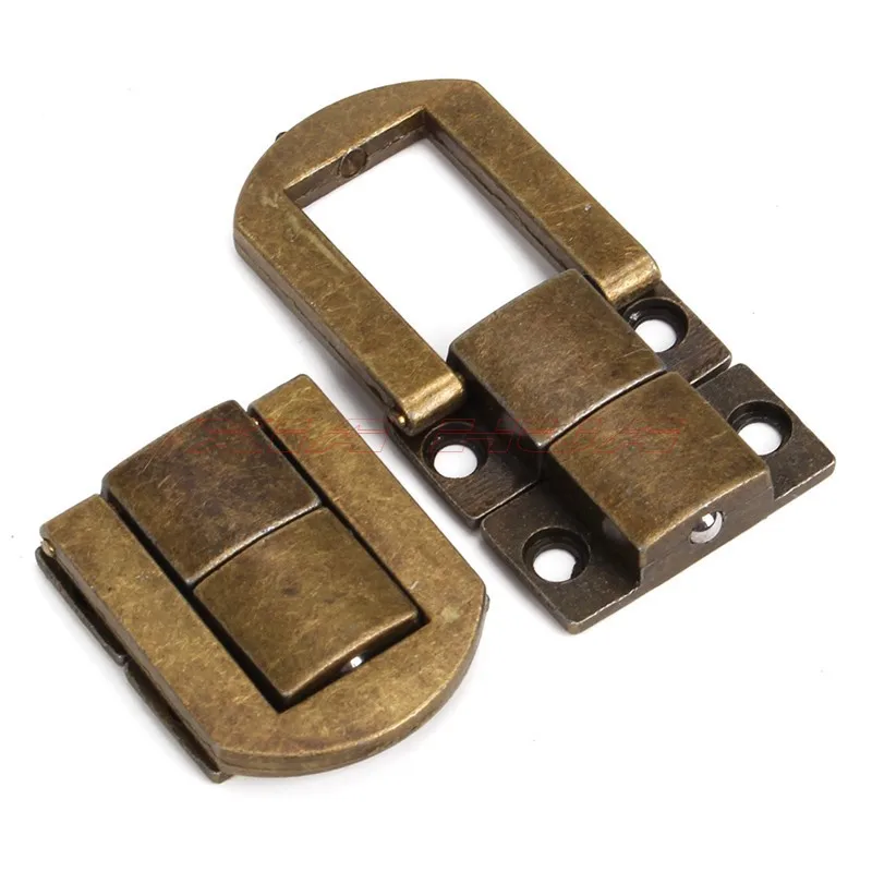 4pcs 24x31mm Bronze Vintage Padlock Hasp Retro Jewelry Box Buckle Shackle Lock Red wine box Buckle