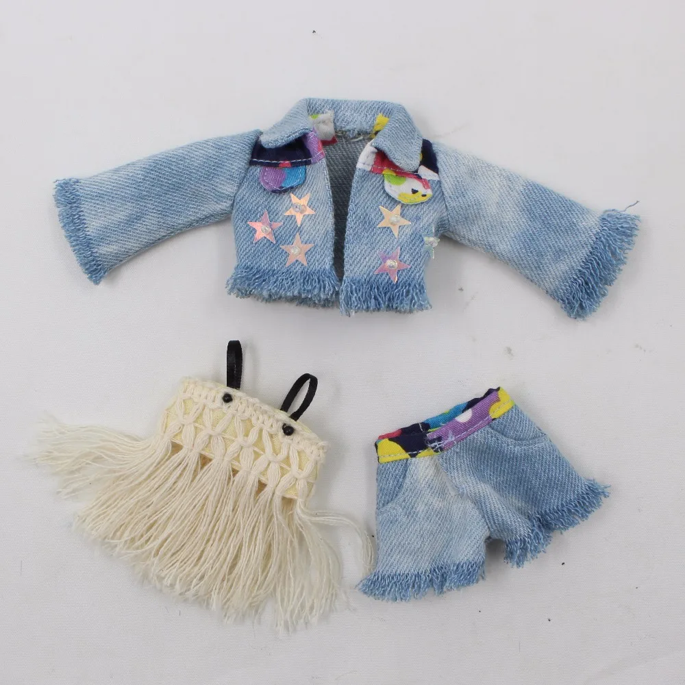 

ICY DBS Blyth doll joint body Tassels jacket toy clothes denim coat short pants anime girls gift outfits