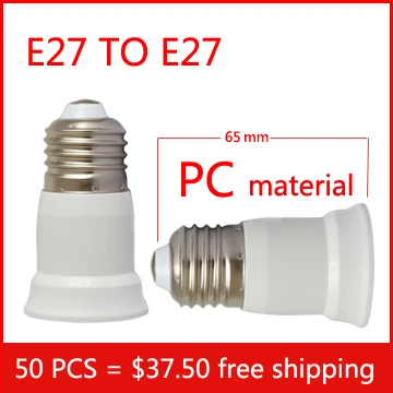 

50pcs e27 to e27 adapter High quality PC material fireproof material socket adapter