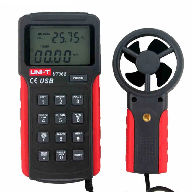 Anemometer der UNI-T UT360-Serie UT361 UT362, professioneller Tester für Lufttemperatur/Luftgeschwindigkeit/Luftvolumen