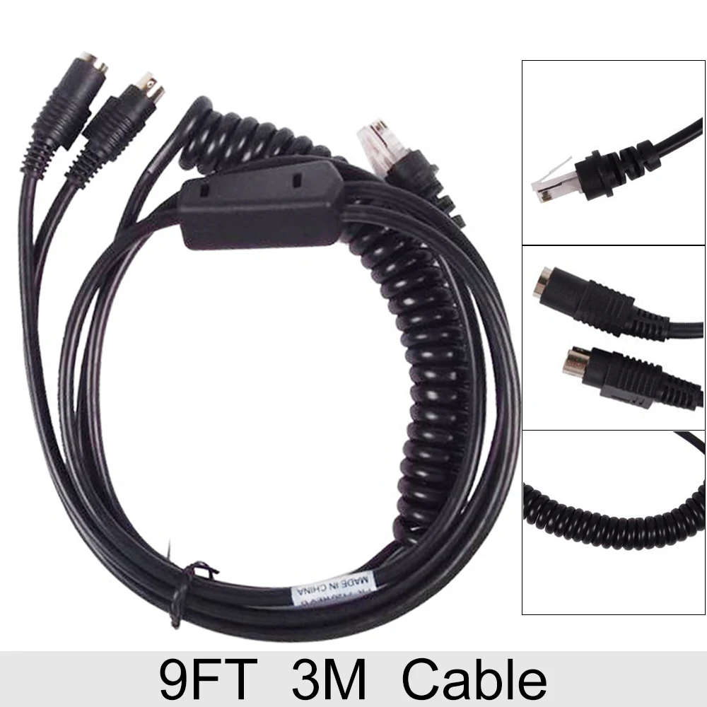 

3M PS2 Keyboard Wedge Coiled Cable For Honeywell MS7120 MS9540 Scanner Reader Dada Transfer Cable