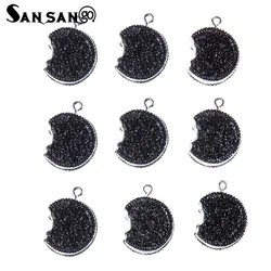 Miniature Oreo Biscuits Pendant DIY Necklace Bracelet Best Friend Lady Men BFF Gift Food Friendship Jewelry