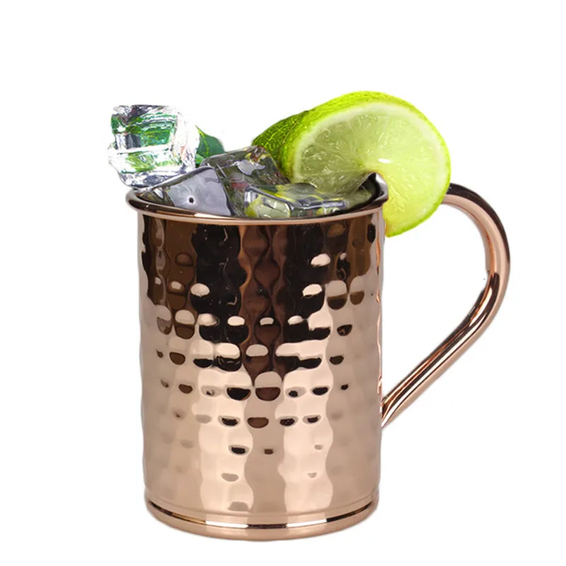 Cocktail Glass Stainless Steel Copper Hammer Point Mug Coffee Cup Bar Beer Mug Moscow Mule