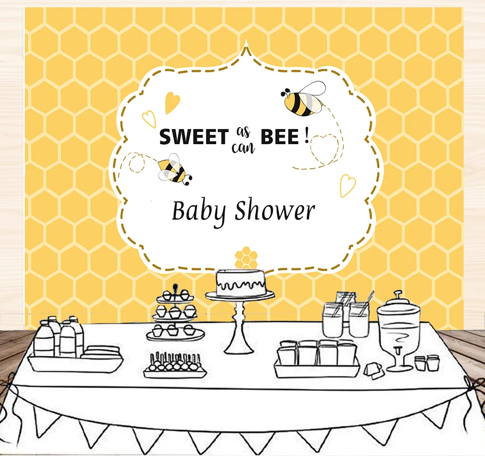 BEIPOTO Sweet As Can Bee Baby Shower Backdrop for Photography Honeycomb Baptism Photo Background for Photo Studio Props banner 6