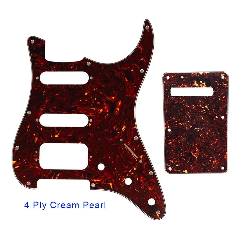 Pleroo Custom Guitar Parts - For 72\'11 Screw Hole Standard St Deluxe Humbucker Hss Guitar Pickguard & Back Plate Scratch Plate