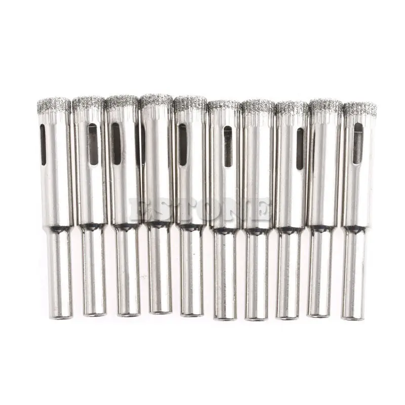 10Pcs Diamond Coated Core Drill Bits 5mm 6mm 8mm 10mm 12mm Hole Saw Glass Tile Ceramic Marble Working Accessories