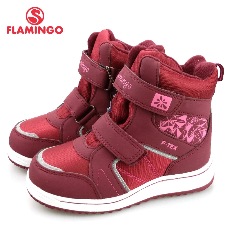 Flamingo Bulu Musim Dingin Tetap Hangat Anti-Slip Berkualitas Tinggi Tahan Air Anak Ukuran 29-35 Sepatu Bot Salju untuk Gadis 82M-YC-1046/1047