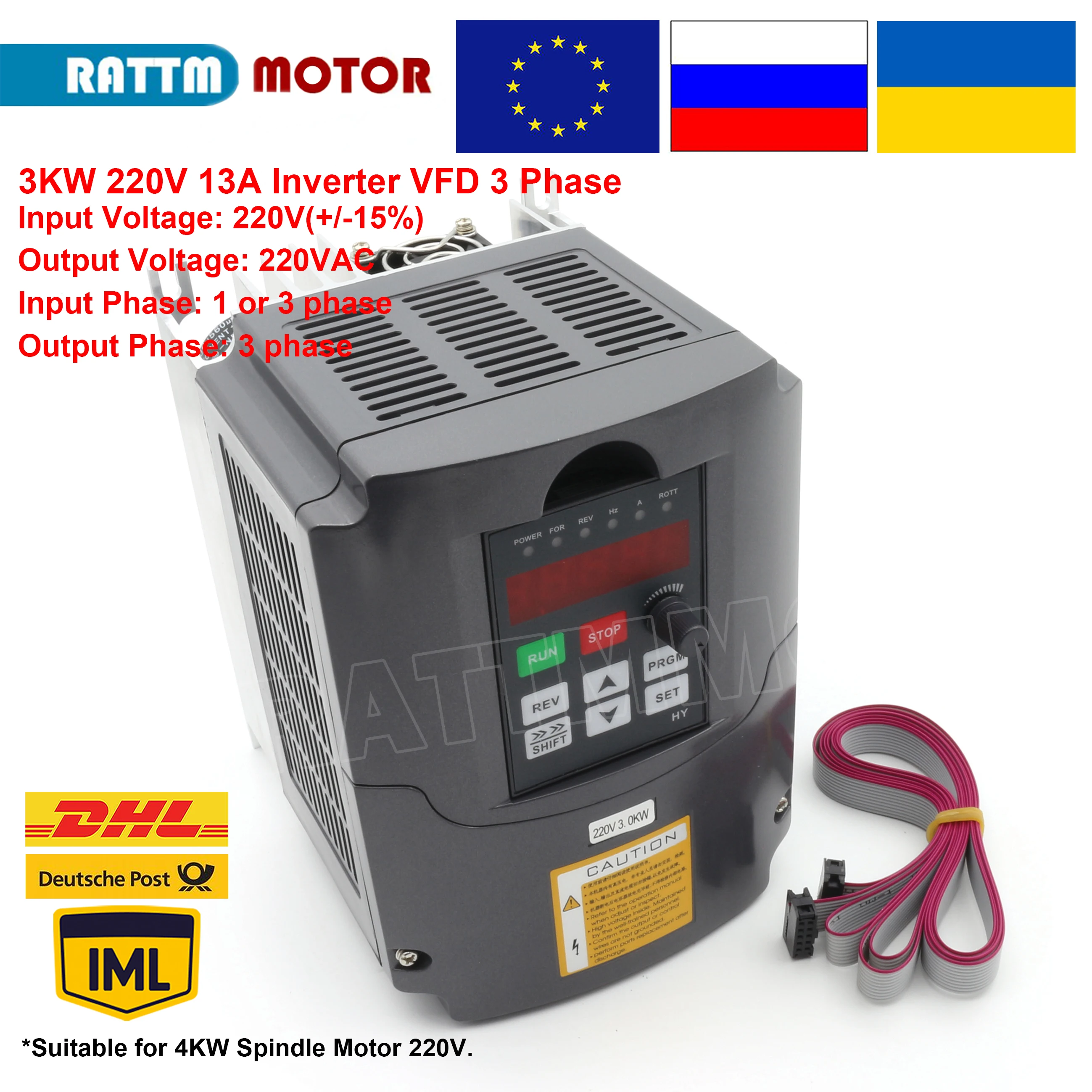 【RU / EU】3KW 220V HY Inverter VFD speed controller 1HP or 3HP Input frequency inverter 400Hz 13A