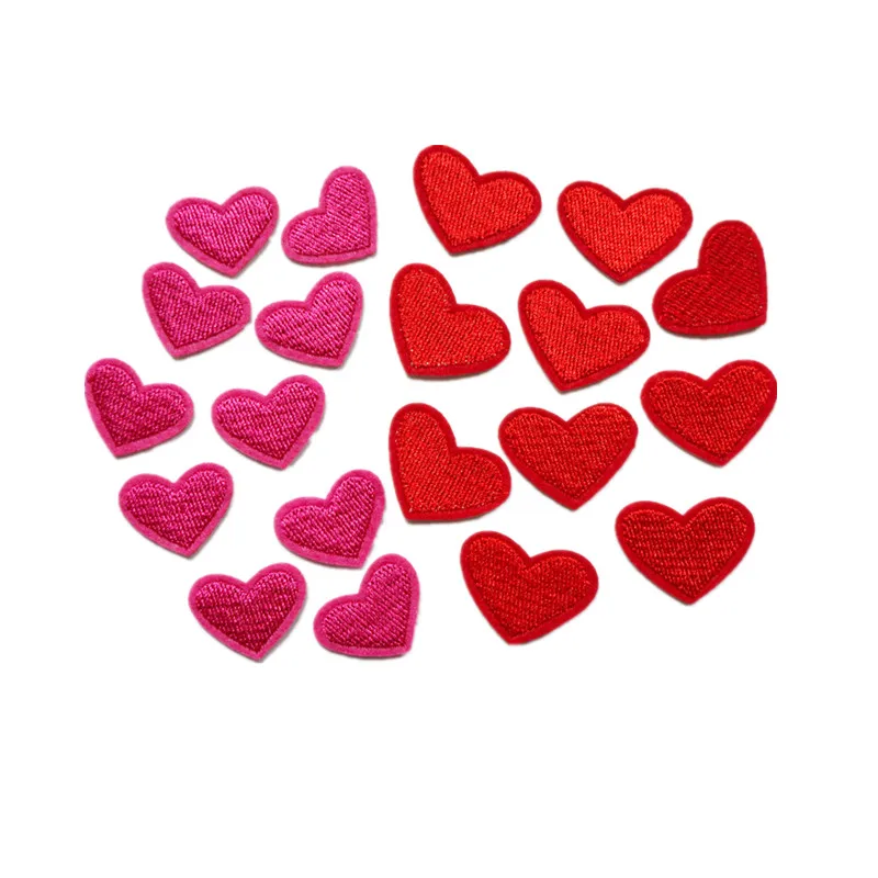 

10PCS Embroidered Patches Red Pink Hearts Sew Iron On Embroidery Badges For Bag Jeans Hat T Shirt DIY Appliques Craft Decoration